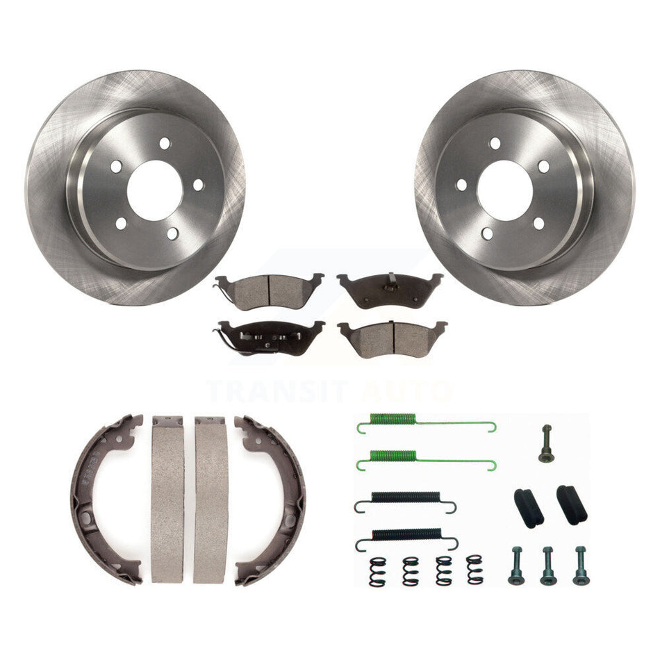 Rear Disc Rotors Semi-Metallic Pads Parking Shoes Hardware Kit For Dodge Grand Caravan & K8F-104891