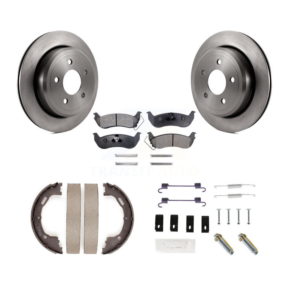 Rear Disc Rotors Semi-Metallic Pads Parking Shoes & Hardware Kit For Ford Crown Victoria K8F-104897