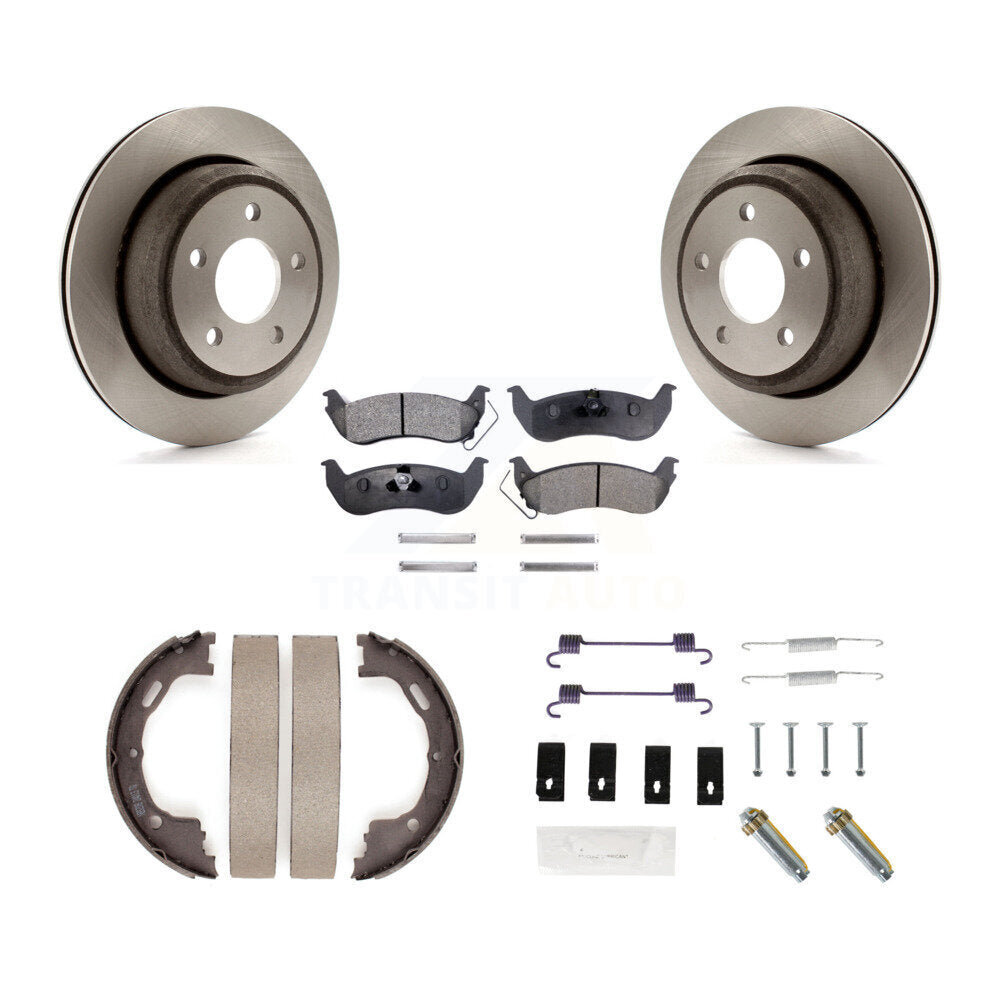 Rear Disc Rotors Semi-Metallic Pads Parking Shoes Hardware Kit For 2010-2011 Ford Ranger K8F-104898