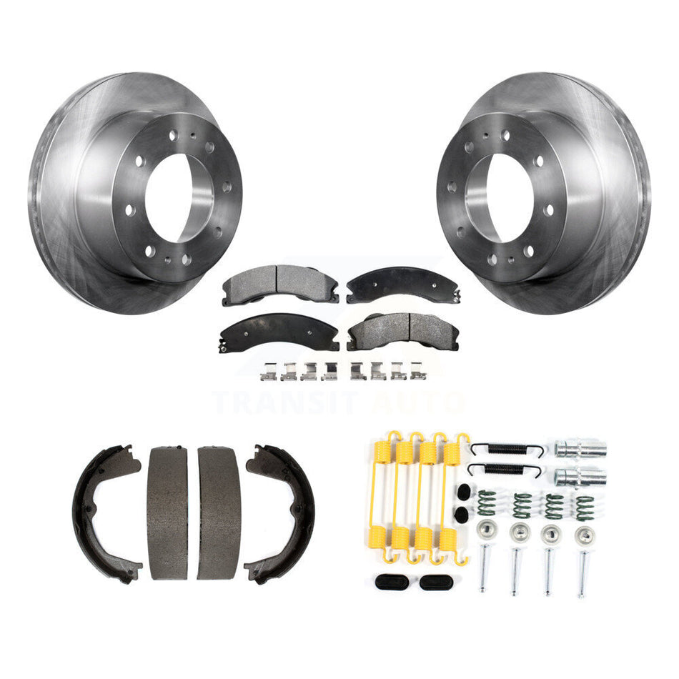 Rear Disc Rotors Semi-Metallic Pads Parking Shoes Hardware Kit For Chevrolet Silverado HD K8F-104908
