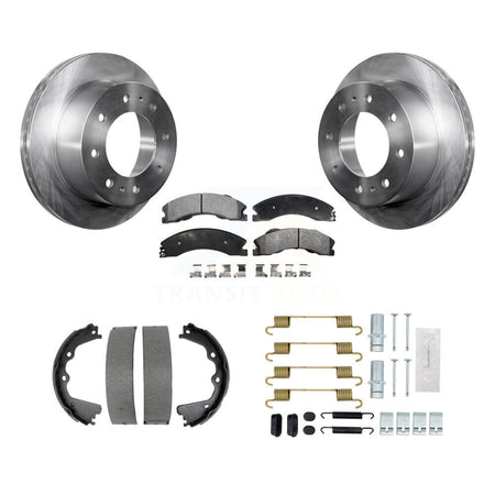 Rear Disc Rotors Semi-Metallic Pads Parking Shoes And Hardware Kit For GMC Sierra 2500 HD K8F-104909