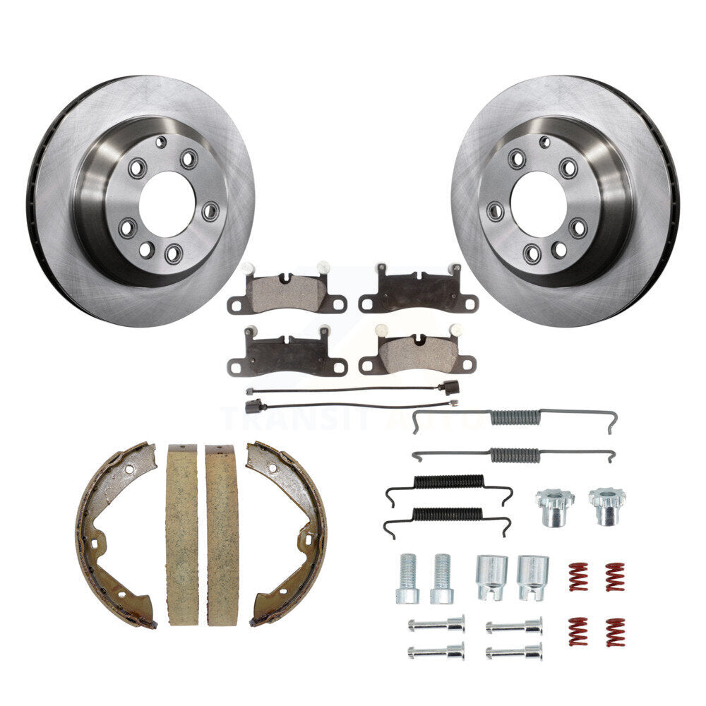 Rear Disc Rotors Semi-Metallic Pads Parking Shoes And Hardware Kit For Volkswagen Touareg K8F-104918