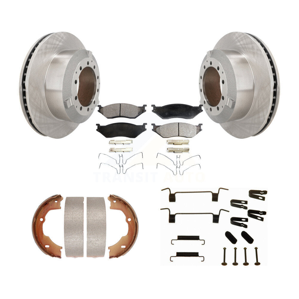 Rear Disc Rotors Semi-Metallic Pads Parking Shoes Hardware Kit For Ford F-450 Super Duty K8F-104923