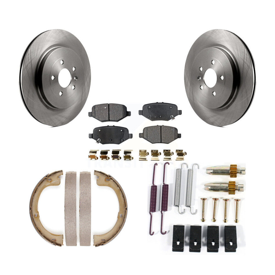 Rear Disc Rotors Semi-Metallic Pads Parking Brake Shoes And Hardware Kit For Lincoln MKT K8F-104924