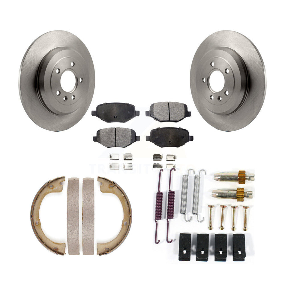 Rear Disc Rotors Semi-Metallic Pads Parking Brake Shoes And Hardware Kit For Lincoln MKT K8F-104925