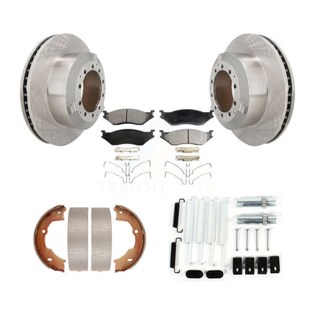 Rear Disc Rotors Semi-Metallic Pads Parking Shoes Hardware Kit For Ford F-450 Super Duty K8F-104930