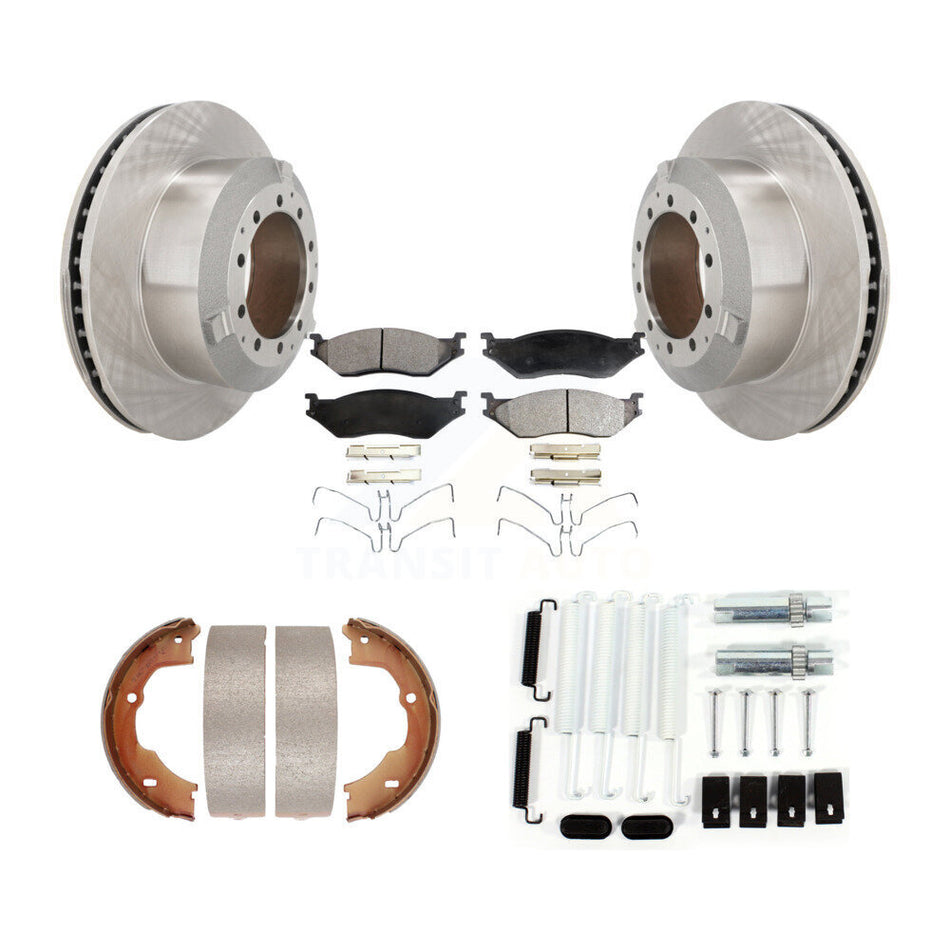Rear Disc Rotors Semi-Metallic Pads Parking Shoes Hardware Kit For Ford F-450 Super Duty K8F-104930