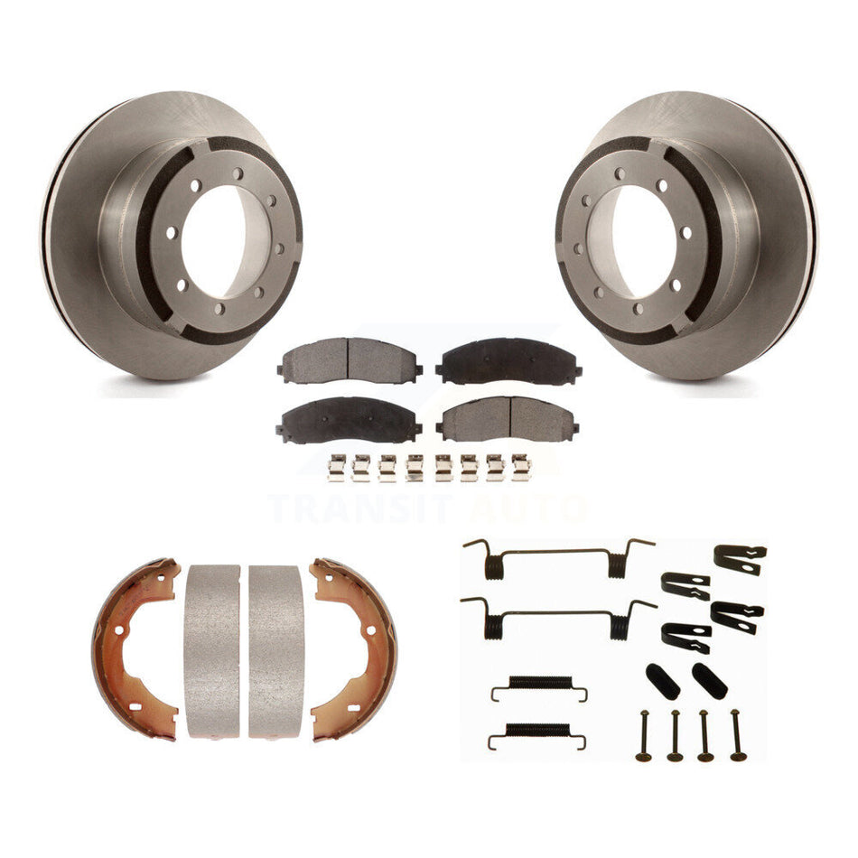 Rear Disc Rotors Semi-Metallic Pads Parking Shoes Hardware Kit For Ford F-450 Super Duty K8F-104932