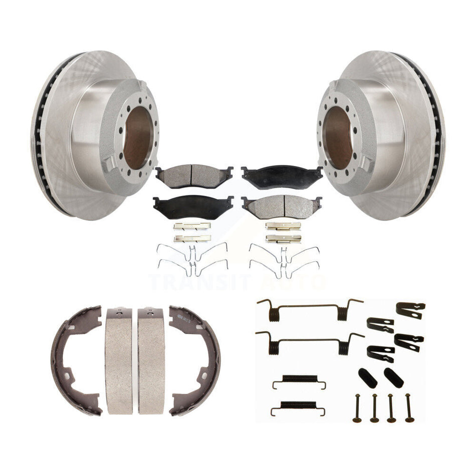 Rear Disc Rotors Semi-Metallic Pads Parking Shoes Hardware Kit For Ford F-450 Super Duty K8F-104933