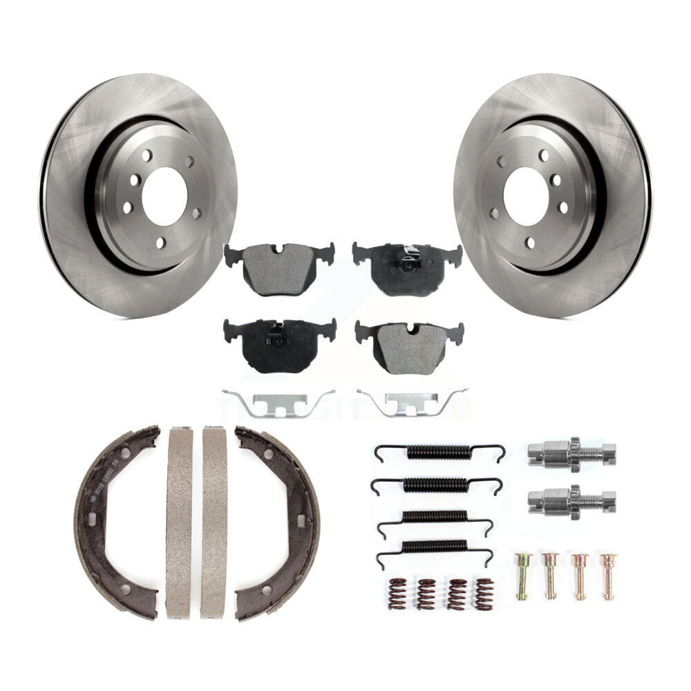 Rear Disc Rotors Semi-Metallic Pads Parking Shoes & Hardware Kit For BMW 330Ci 330i 330xi K8F-104934