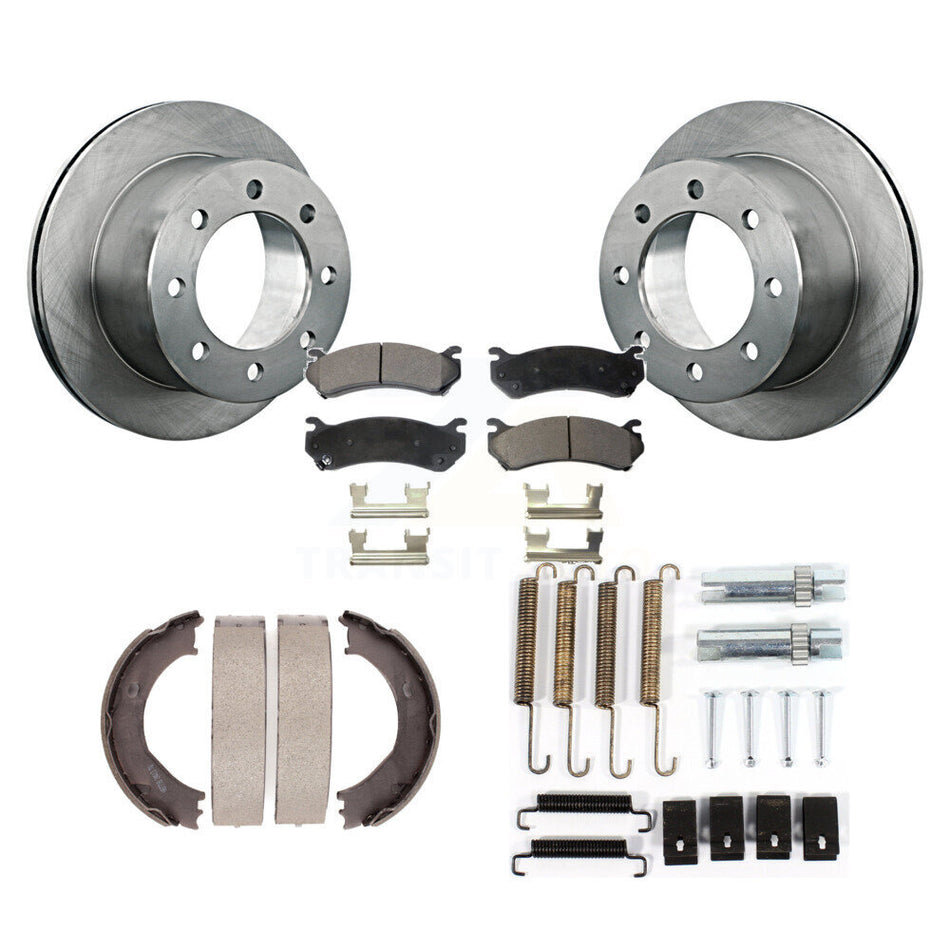 Rear Disc Rotors Semi-Metallic Pads Parking Brake Shoes And Hardware Kit For K8F-104941