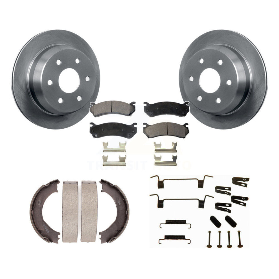 Rear Disc Rotors Semi-Metallic Pads Parking Shoes Hardware Kit For Chevrolet Silverado HD K8F-104951