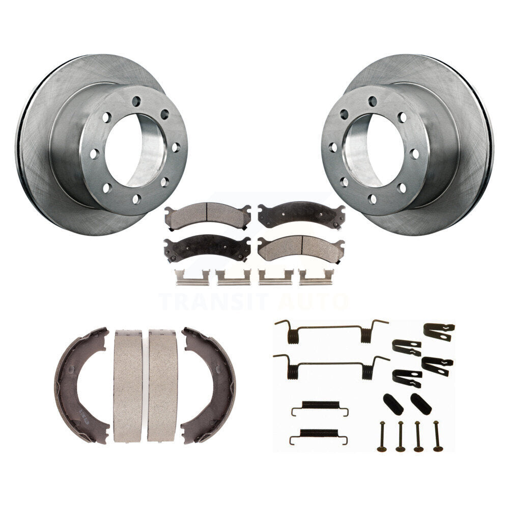 Rear Disc Rotors Semi-Metallic Pads Parking Shoes And Hardware Kit For GMC Sierra 3500 HD K8F-104953