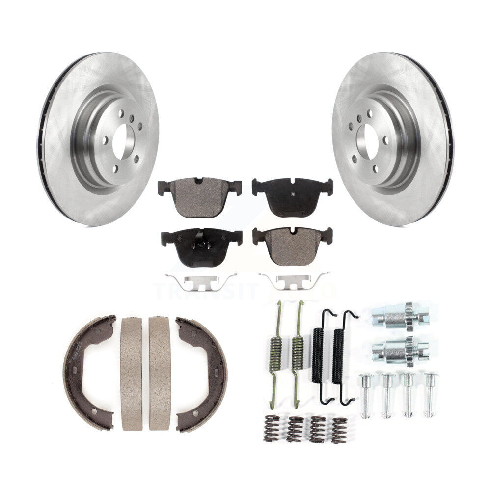 Rear Disc Rotors Semi-Metallic Pads Parking Shoes Hardware Kit For BMW 750i xDrive 750Li K8F-104955