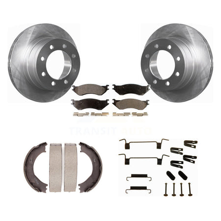 Rear Disc Rotors Semi-Metallic Pads Parking Shoes & Hardware Kit For Dodge Ram 2500 3500 K8F-104964