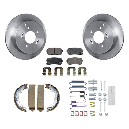 Rear Disc Rotors Semi-Metallic Pads Parking Shoes Hardware Kit For Hyundai Tucson Kia AWD K8F-104972