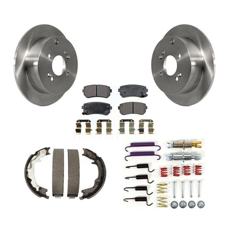 Rear Disc Rotors Semi-Metallic Pads Parking Shoes Hardware Kit For Hyundai Accent Kia Rio K8F-104976