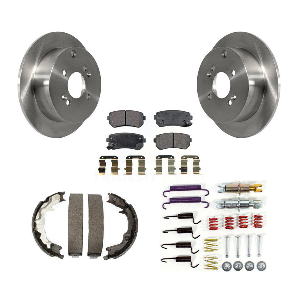 Rear Disc Rotors Semi-Metallic Pads Parking Shoes Hardware Kit For Hyundai Accent Kia Rio K8F-104976