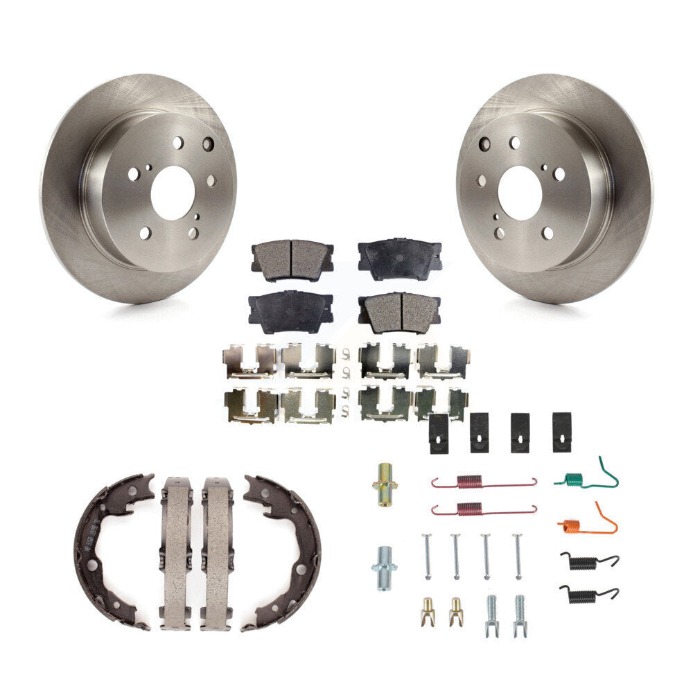 Rear Disc Rotors Semi-Metallic Pads Parking Shoes Hardware Kit For Toyota Matrix Pontiac K8F-104980