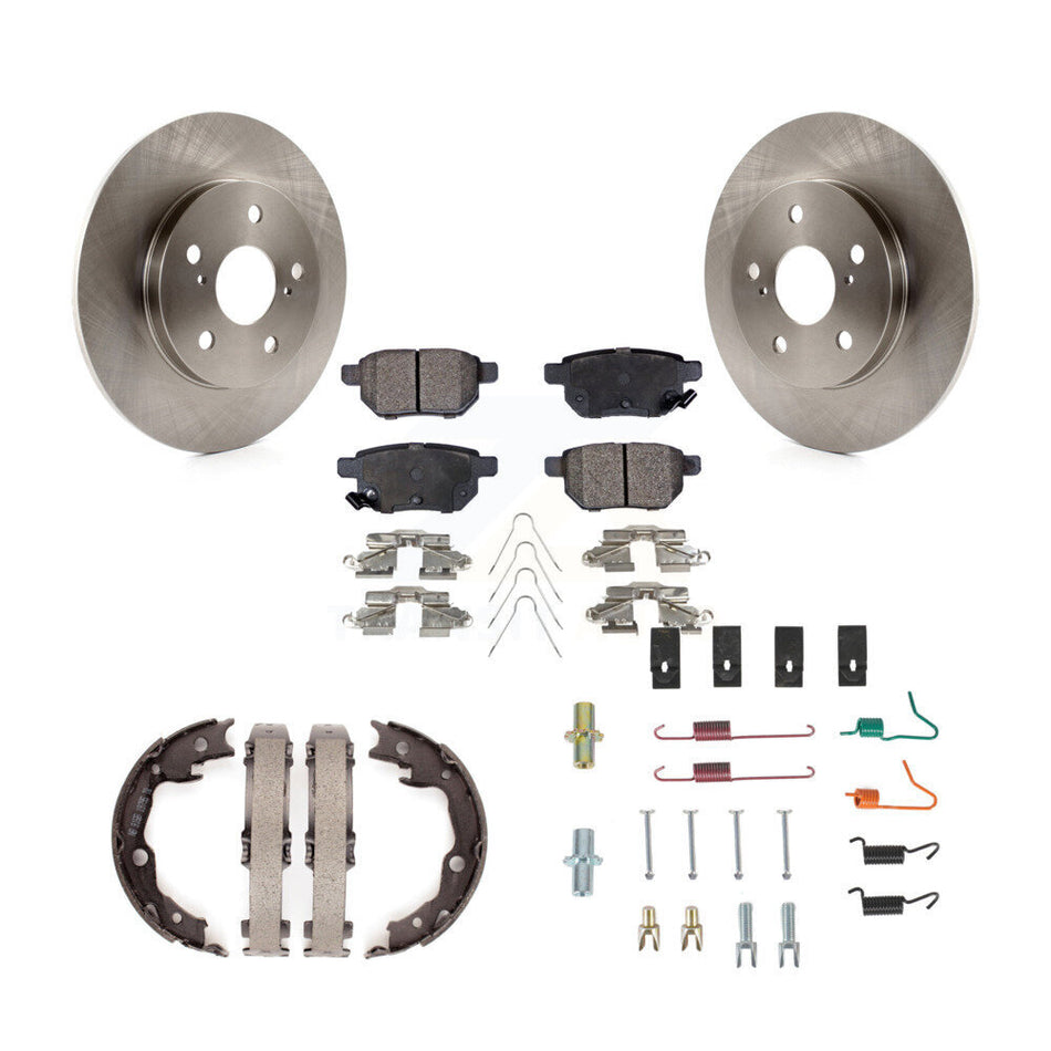Rear Disc Rotors Semi-Metallic Pads Parking Shoes Hardware Kit For Toyota Matrix Pontiac K8F-104981