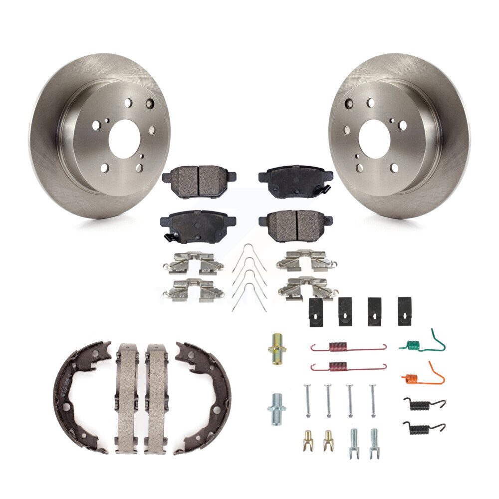 Rear Disc Rotors Semi-Metallic Pads Parking Shoes Hardware Kit For 2010 Toyota Matrix XRS K8F-104984