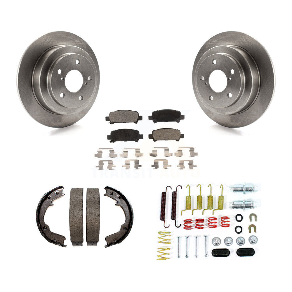 Rear Disc Rotors Semi-Metallic Pads Parking Brake Shoes Hardware Kit For Subaru Forester K8F-104986