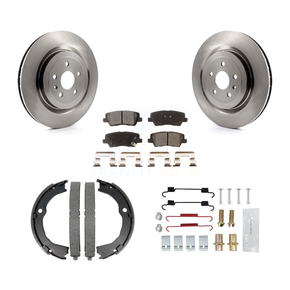 Rear Disc Rotors Semi-Metallic Pads Parking Brake Shoes And Hardware Kit For Cadillac CTS K8F-104991