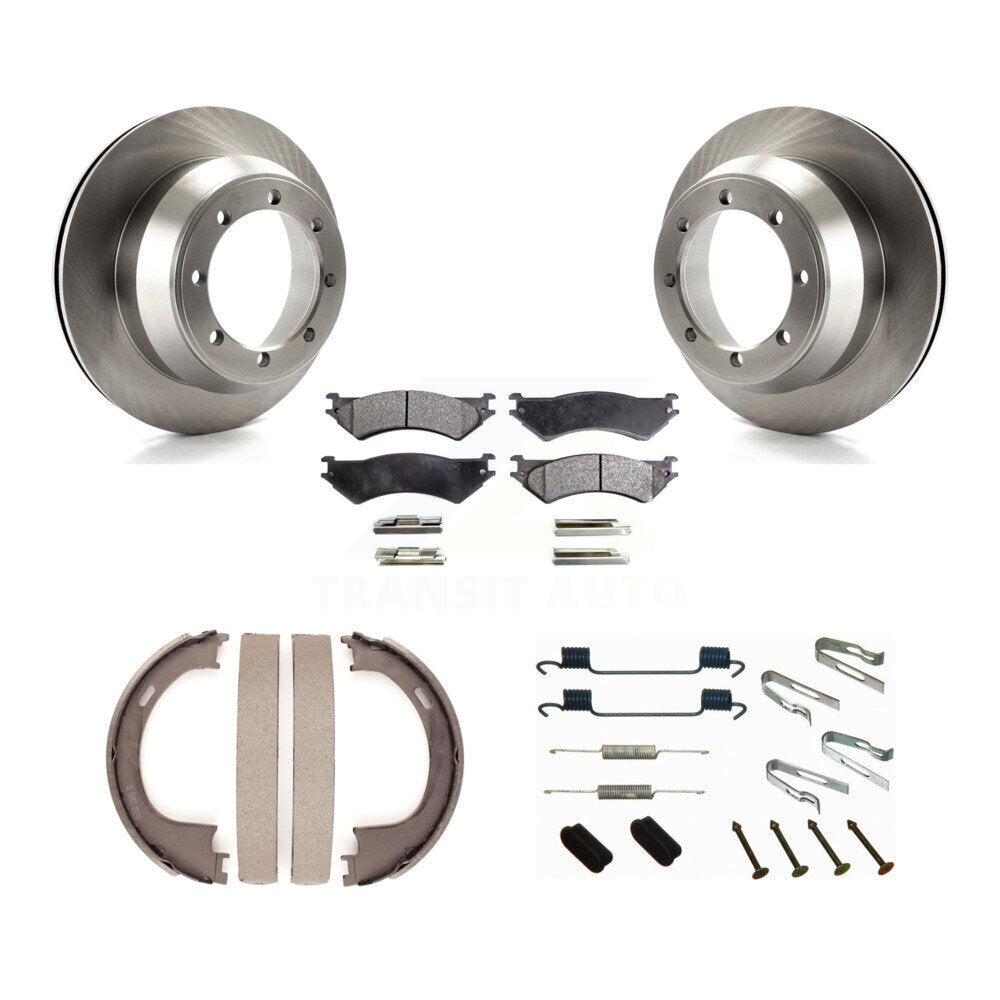 Rear Disc Rotors Semi-Metallic Pads Parking Shoes & Hardware Kit For Ford F-150 Heritage K8F-104995