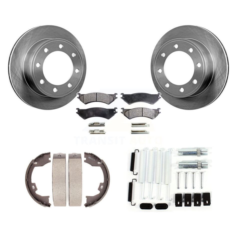 Rear Disc Rotors Semi-Metallic Pads Parking Brake Shoes And Hardware Kit For Ford E-150 K8F-104999