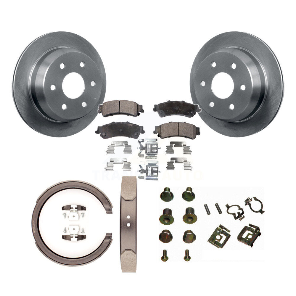 Rear Disc Rotors Semi-Metallic Pads Parking Shoes And Hardware Kit For Chevrolet GMC 1500 K8F-105004