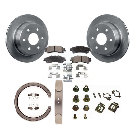 Rear Disc Rotors Semi-Metallic Pads Parking Shoes And Hardware Kit For Chevrolet GMC 1500 K8F-105004