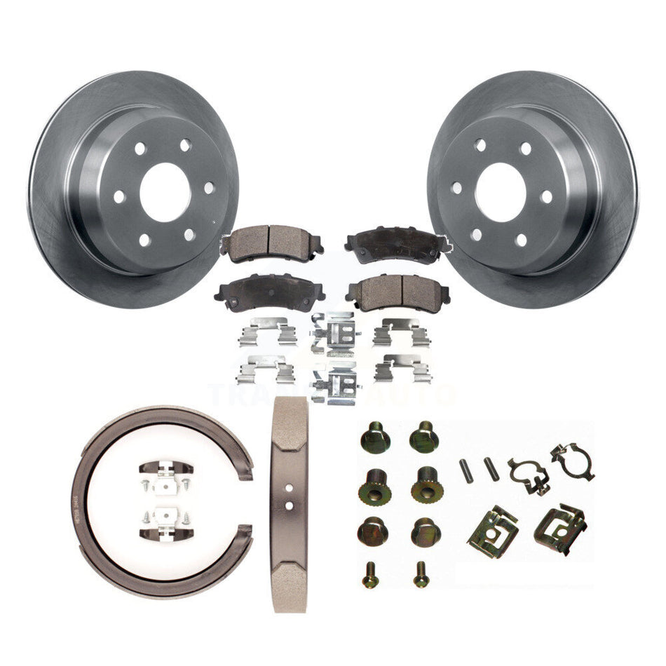 Rear Disc Rotors Semi-Metallic Pads Parking Shoes And Hardware Kit For Chevrolet GMC 1500 K8F-105004
