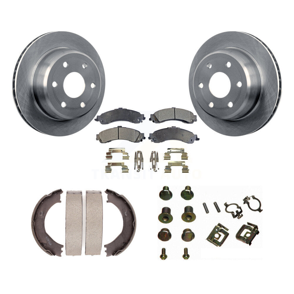 Rear Disc Rotors Semi-Metallic Pads Parking Shoes & Hardware Kit For Chevrolet Silverado K8F-105007