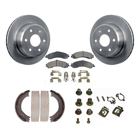 Rear Disc Rotors Semi-Metallic Pads Parking Shoes & Hardware Kit For Chevrolet Silverado K8F-105007