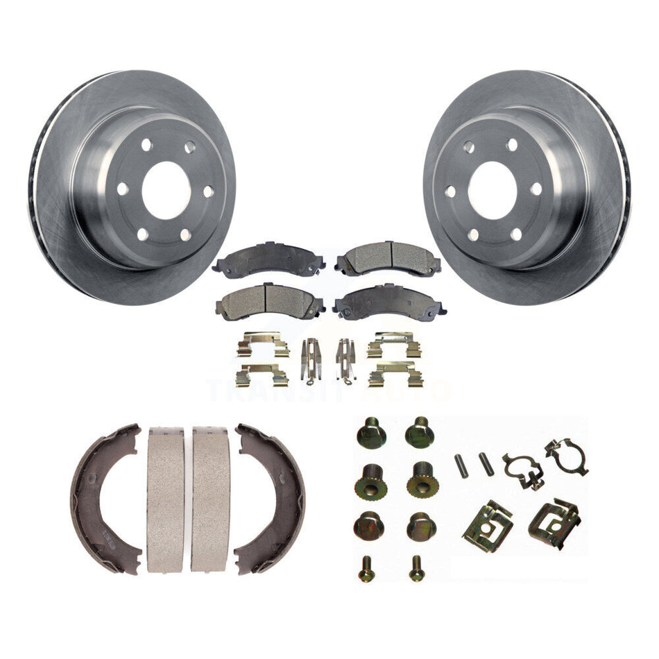 Rear Disc Rotors Semi-Metallic Pads Parking Shoes & Hardware Kit For Chevrolet Silverado K8F-105007