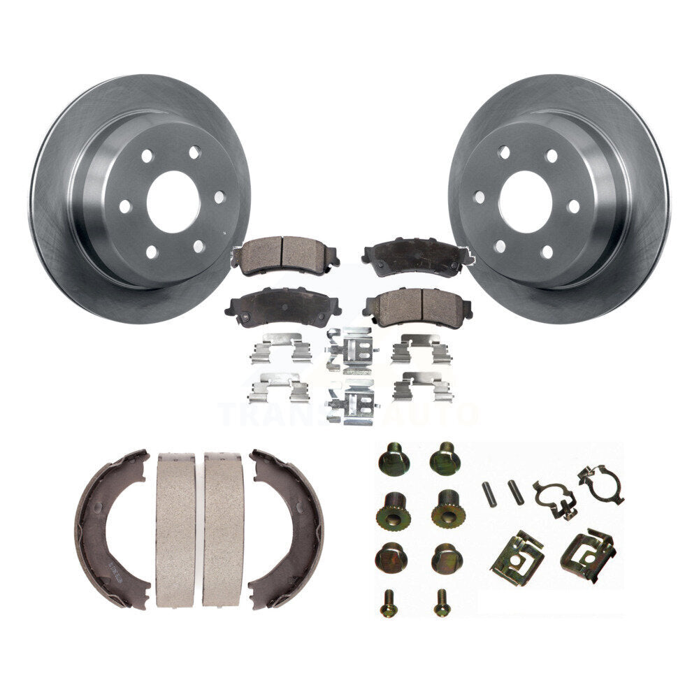 Rear Disc Rotors Semi-Metallic Pads Parking Shoes & Hardware Kit For Chevrolet Silverado K8F-105008