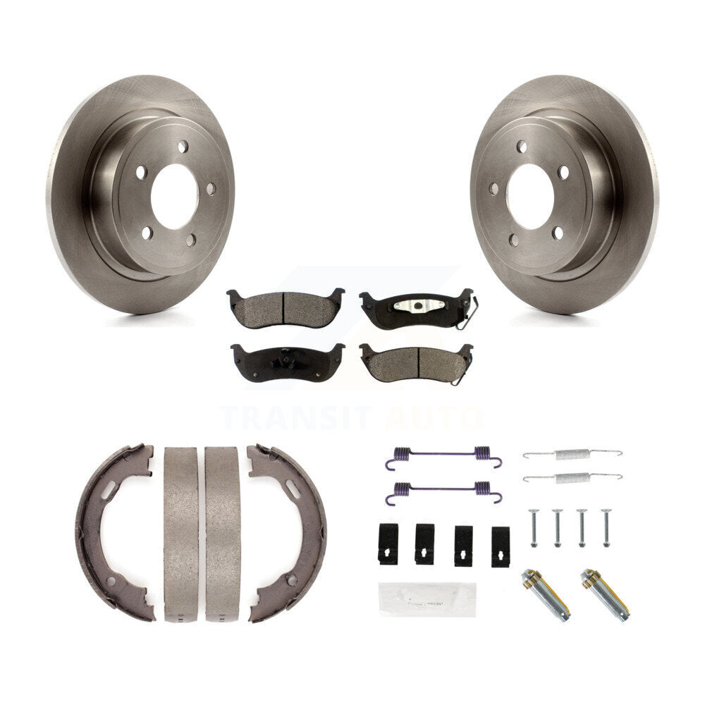 Rear Disc Rotors Semi-Metallic Pads Parking Shoes And Hardware Kit For Chrysler Pacifica K8F-105018