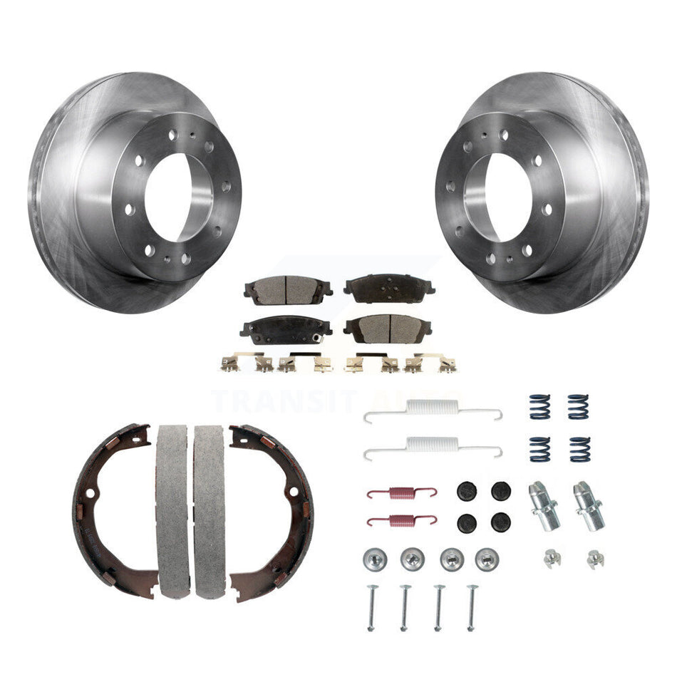 Rear Disc Rotors Semi-Metallic Pads Parking Shoes And Hardware Kit For Chevrolet Suburban K8F-105021