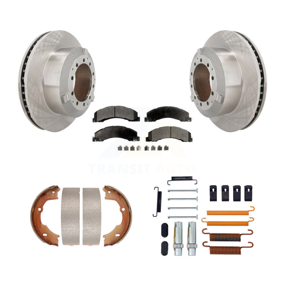Rear Disc Rotors Semi-Metallic Pads Parking Shoes Hardware Kit For Ram Dodge Sterling 45 K8F-105022