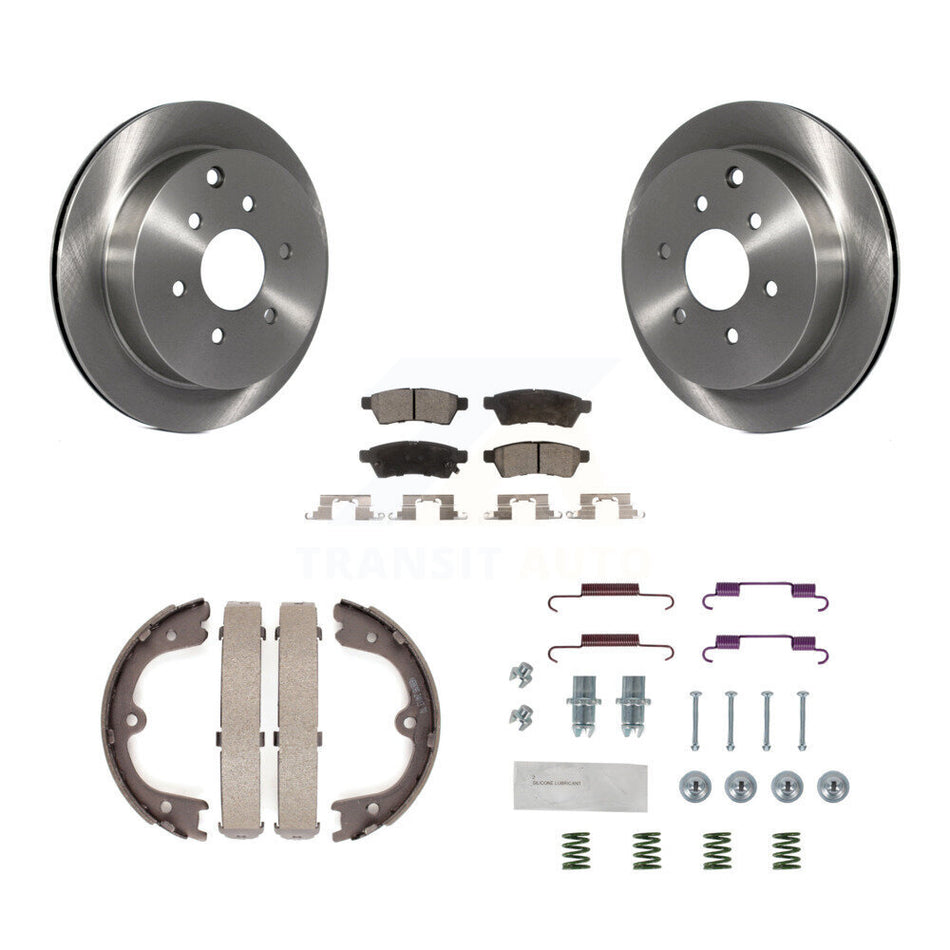 Rear Disc Rotors Semi-Metallic Pads Parking Shoes Hardware Kit For Nissan Frontier Xterra K8F-105023