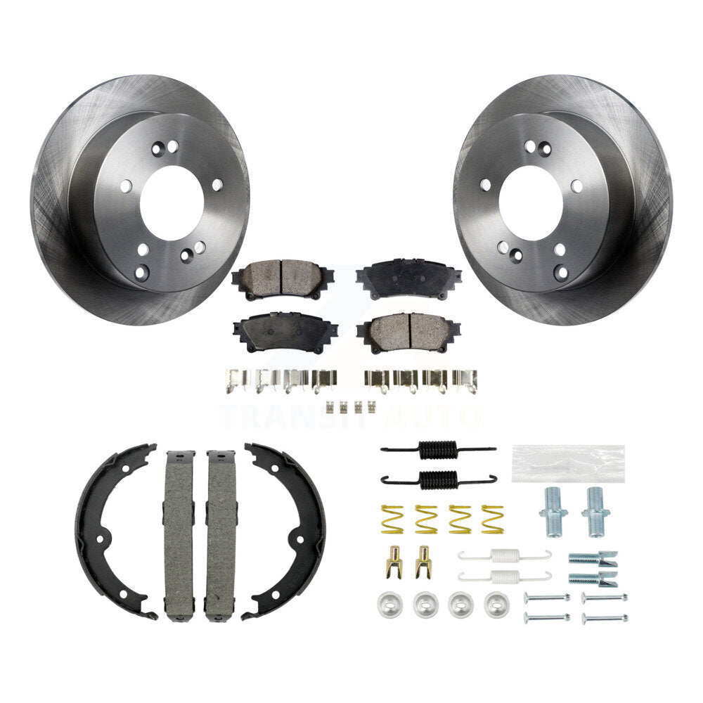 Rear Disc Rotors Semi-Metallic Pads Parking Brake Shoes And Hardware Kit For Lexus IS250 K8F-105029