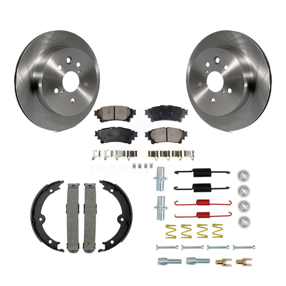 Rear Disc Rotors Semi-Metallic Pads Parking Brake Shoes And Hardware Kit For Lexus IS350 K8F-105031