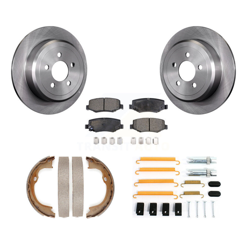 Rear Disc Rotors Semi-Metallic Pads Parking Shoes And Hardware Kit For Jeep Liberty Dodge K8F-105033