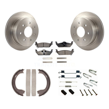 Rear Disc Rotors Semi-Metallic Pads Parking Brake Shoes And Hardware Kit For Ford F-150 K8F-105040