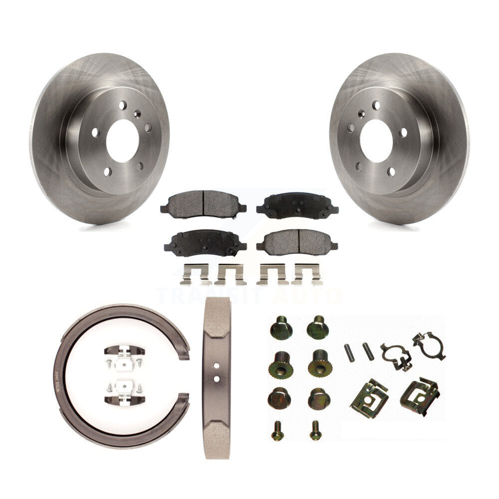 Rear Disc Rotors Semi-Metallic Pads Parking Brake Shoes And Hardware Kit For Cadillac DTS K8F-105044
