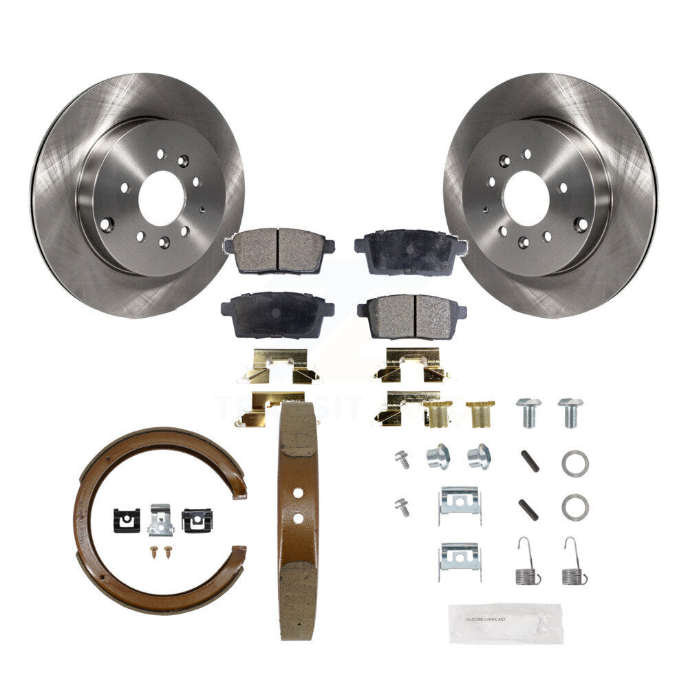 Rear Disc Rotors Semi-Metallic Pads Parking Shoes & Hardware Kit For 2007-2012 Mazda CX-9 K8F-105047