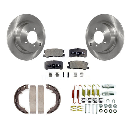 Rear Disc Rotors Semi-Metallic Pads Parking Shoes Hardware Kit For Jeep Patriot Chrysler K8F-105052