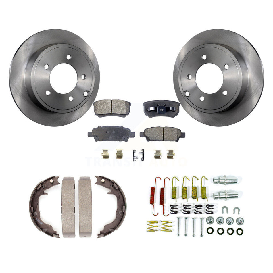 Rear Disc Rotors Semi-Metallic Pads Parking Shoes Hardware Kit For Jeep Patriot Dodge 200 K8F-105053
