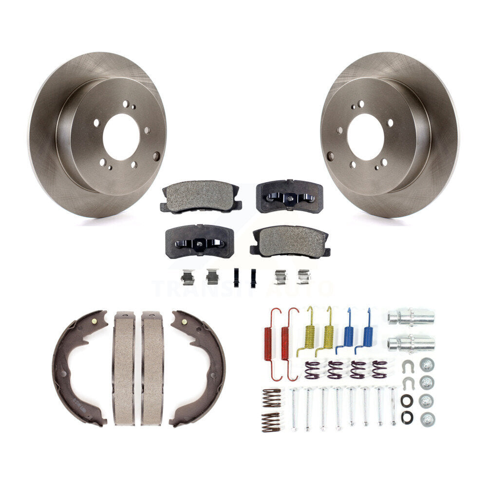 Rear Disc Rotors Semi-Metallic Pads Parking Shoes And Hardware Kit For Mitsubishi Lancer K8F-105054