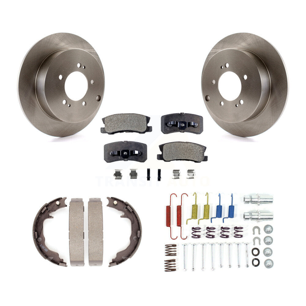 Rear Disc Rotors Semi-Metallic Pads Parking Shoes & Hardware Kit For Mitsubishi Outlander K8F-105057